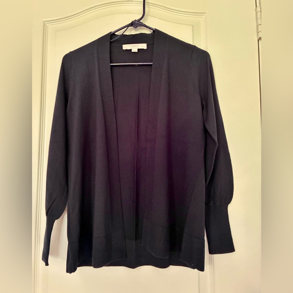 LOFT Classic Black Open-Front Cardigan